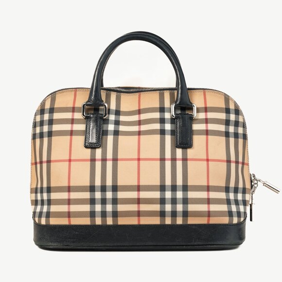 Burberry House Check Leather-Trim Domed Satchel - Picture 1 of 13